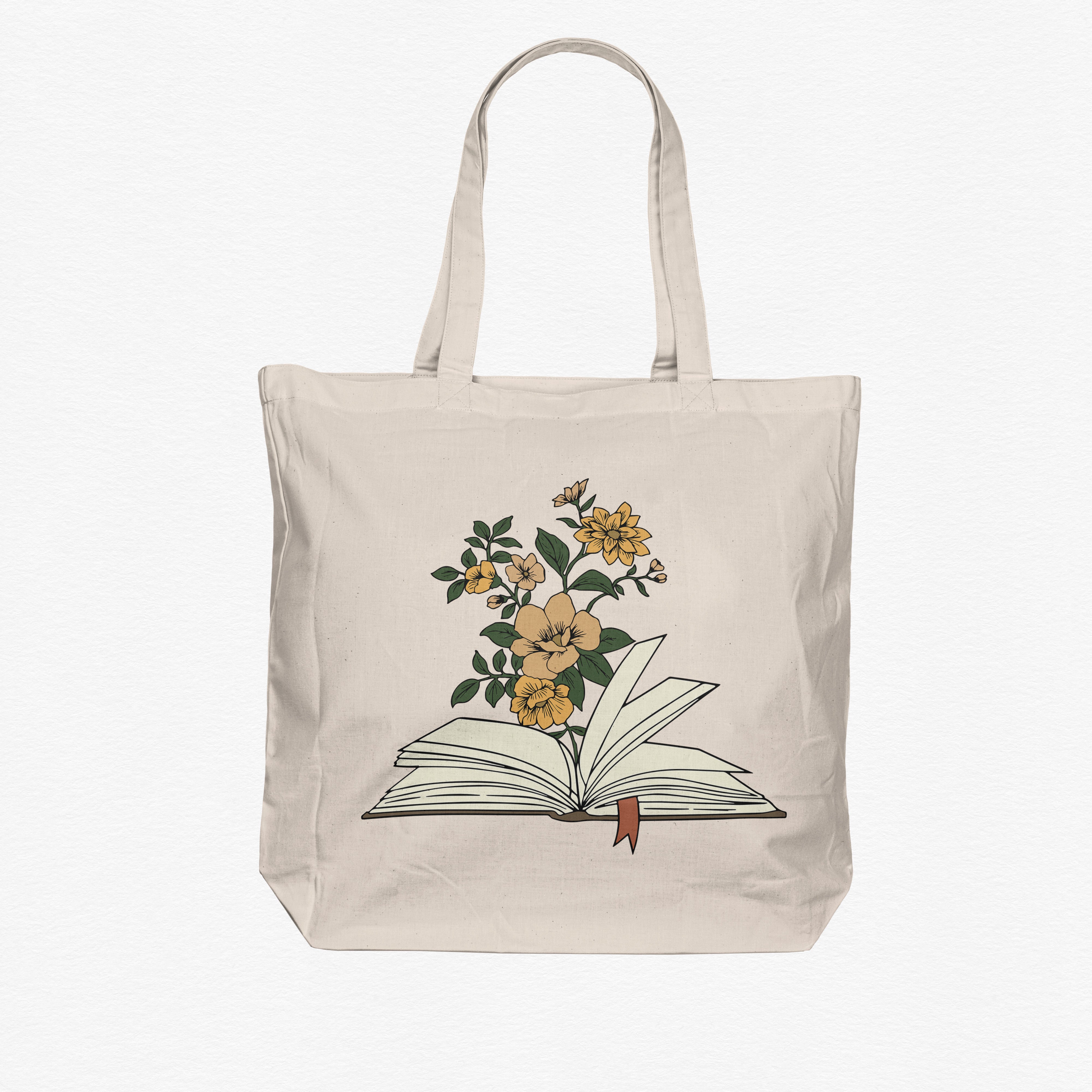 Floral Book Canvas Tote Bag
