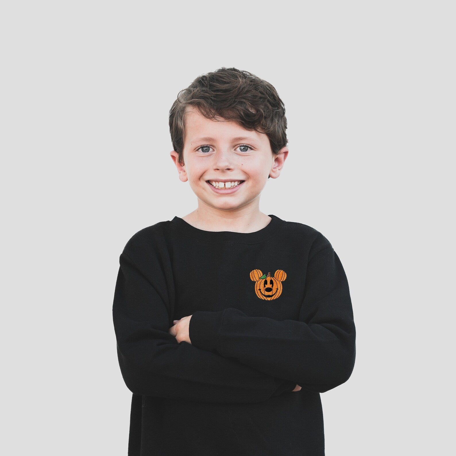 Mickey Pumpkin Embroidered Sweatshirt