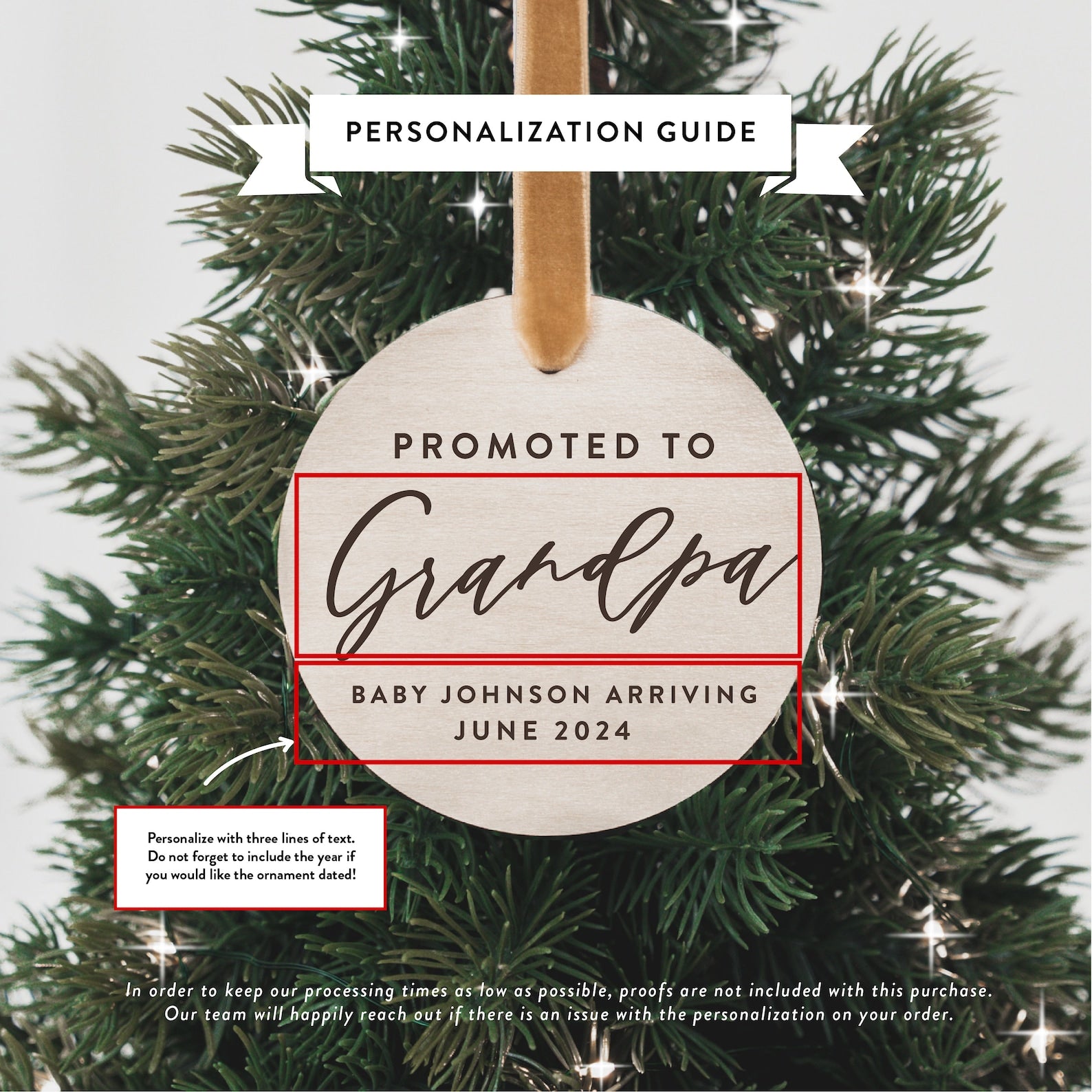 Personalized Pregnancy Announcement Christmas Ornament