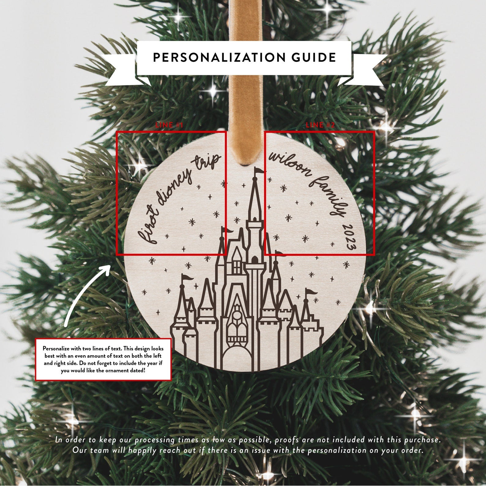 Sleeping Beauty's Castle First Disney Trip Personalized Christmas Ornament