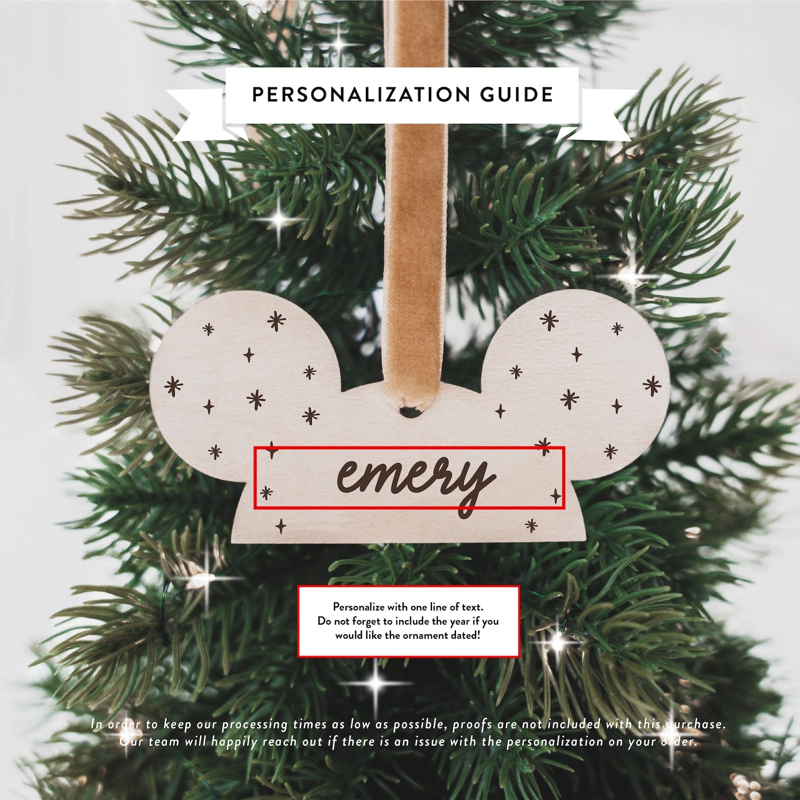 Personalized Mickey Ears Christmas Ornament