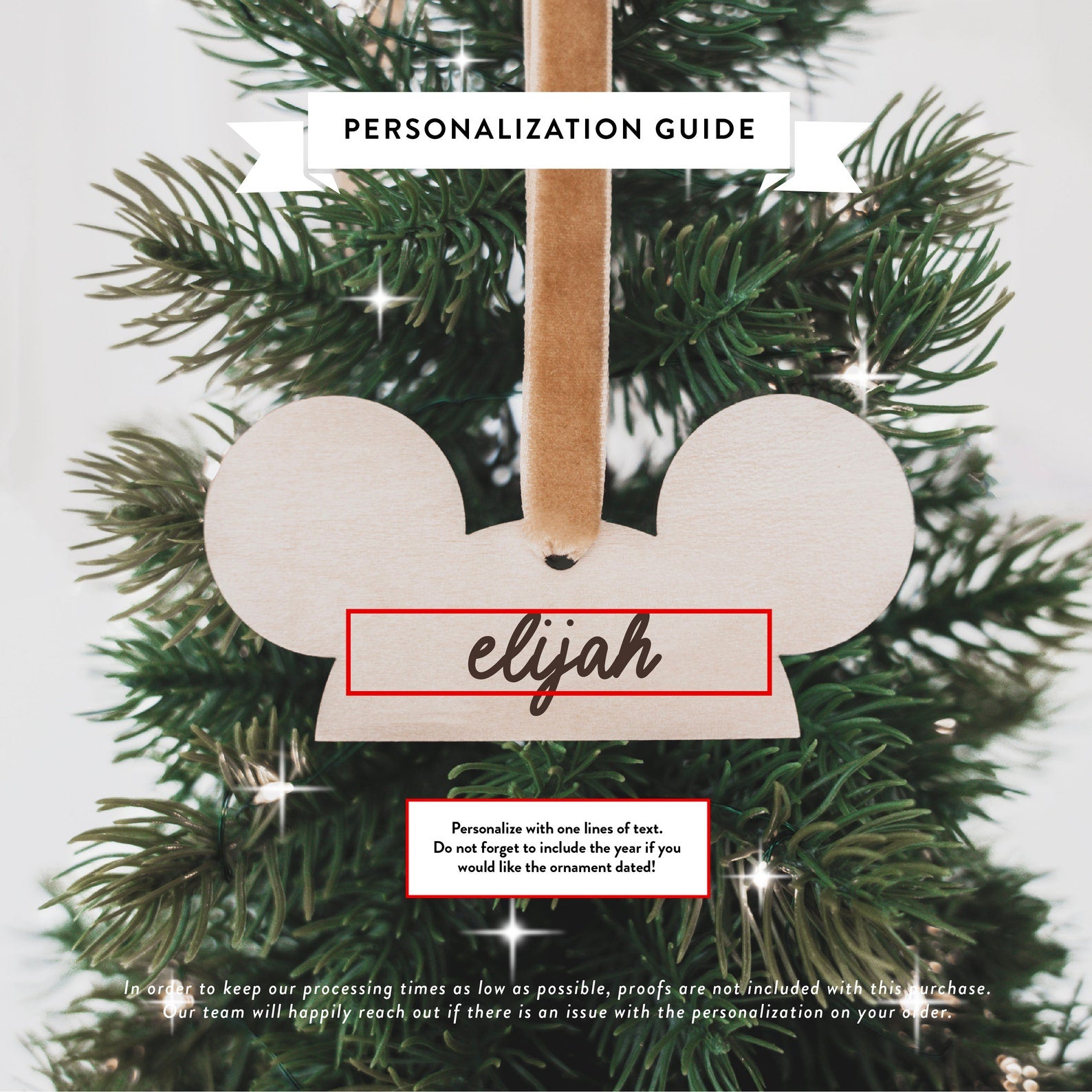 Personalized Mickey Ears Christmas Ornament