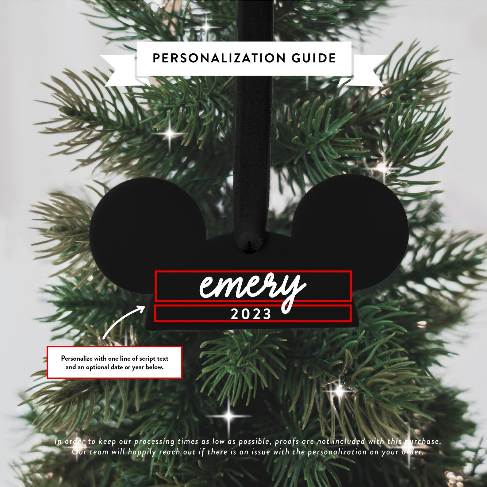 Personalized Mickey Ears Christmas Ornament